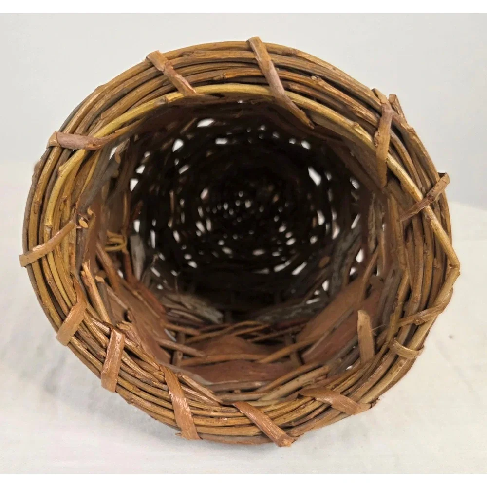 Rustic Woven Willow and Birch Bark Cornucopia Basket Harvest Thanksgiving Decor
